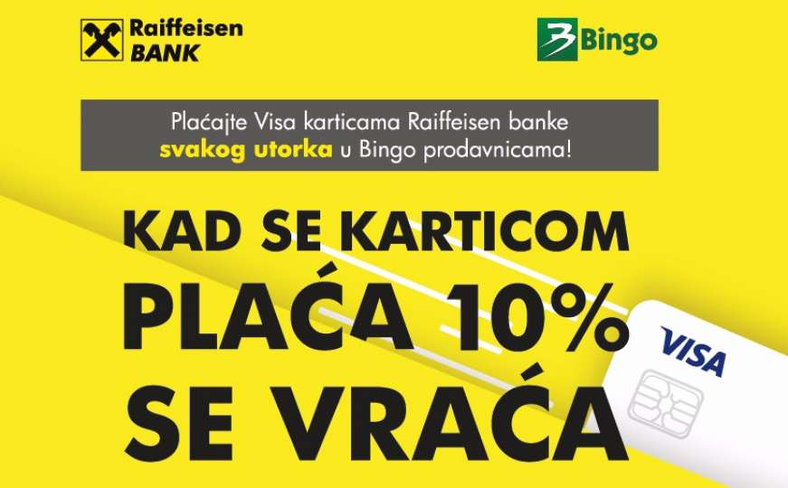 Plaćajte Visa karticama Raiffeisen banke u Bingo prodavnicama 